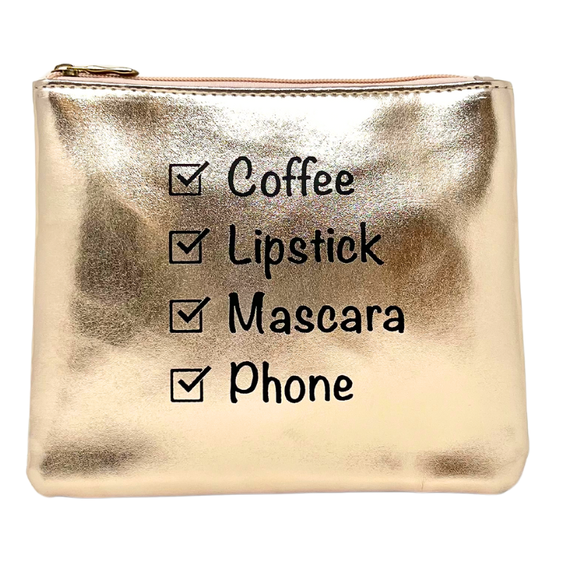 Coffee First Cosmetic Bag: Gold