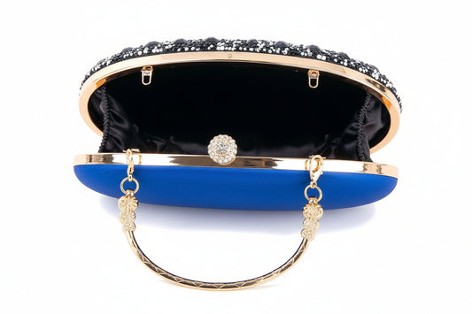 Rhinestones Highly Decorative Retro Evening Bag: Blue