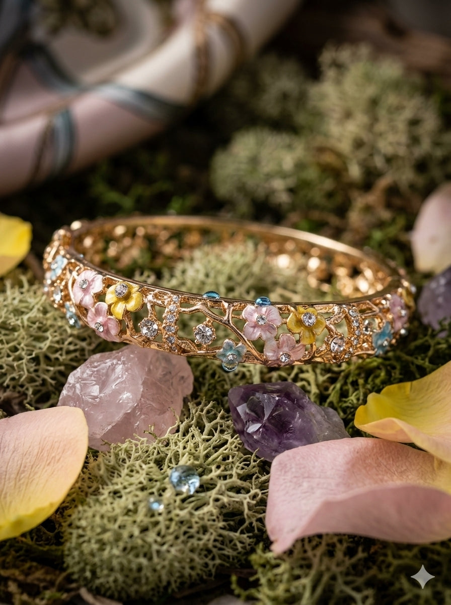 Gold-tone floral enamel Bracelet-Multi Color