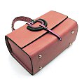 Multi Striped D-Ring 2-in-1 Boxy Satchel Handbag & Wallet Set - Brown