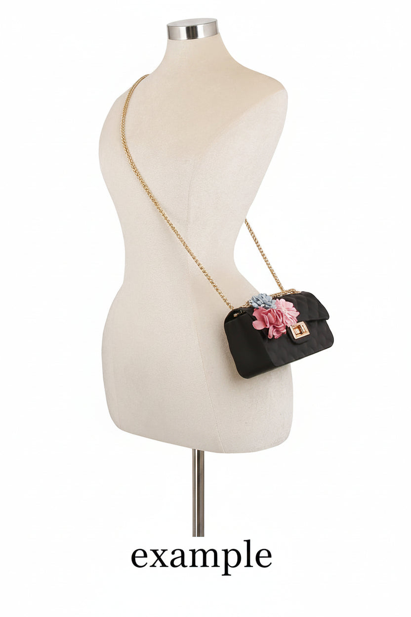 Floral Accented Petite Jelly Shoulder Bag - Pink