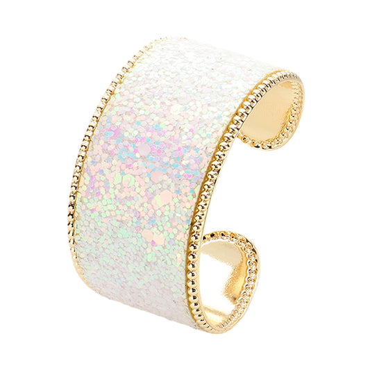 Sparkly Glittered Cuff Bracelet-White