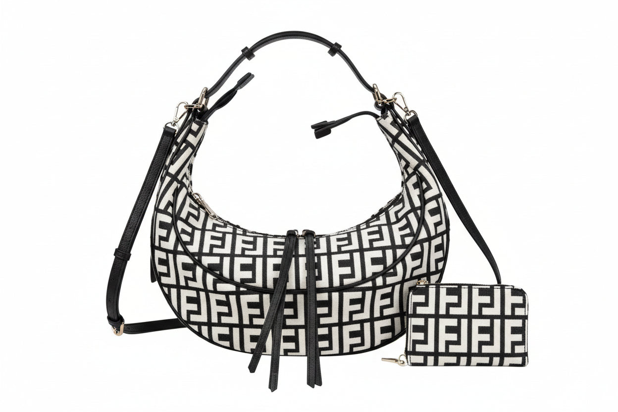 2-in-1 Monogram Shoulder / Hoboken Bag With Wallet