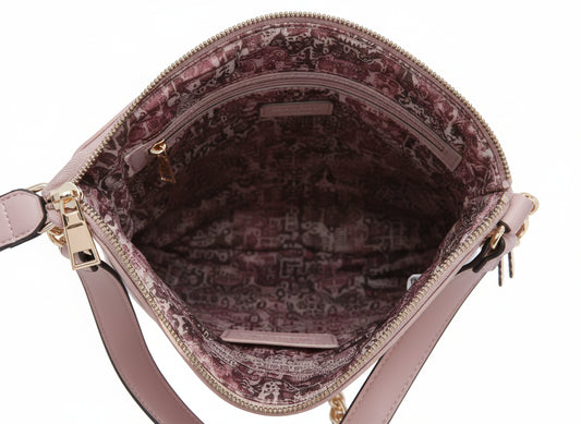 Multi Pocket Slim Zipper Crossbody, color: Mauve