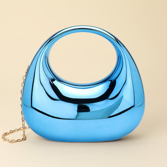 Metallic Acrylic Crescent Handbag/Satchel-Blue