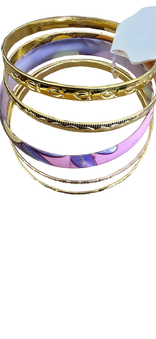 Lavender Royalty Bracelet Set: Lavender, Pink & Gold