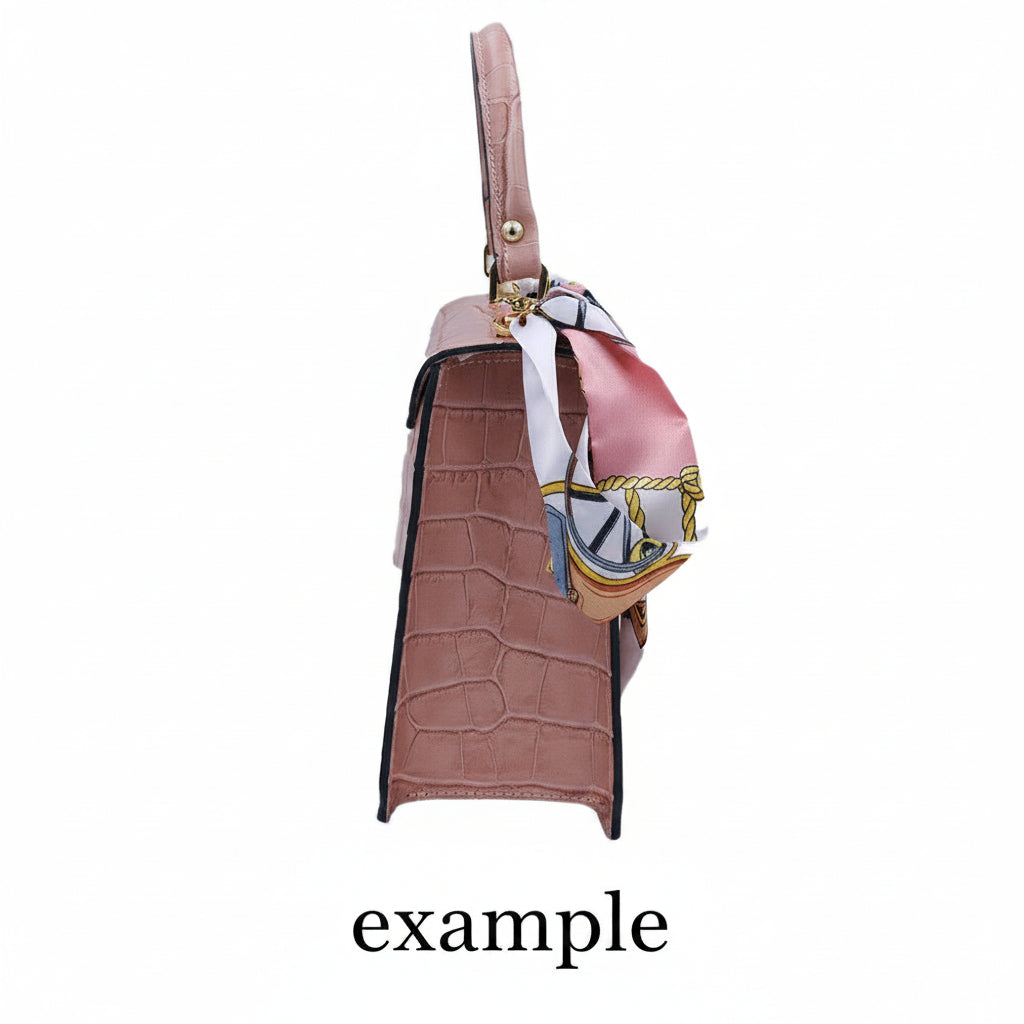 Leather Croc Embossed Small Bag - pink