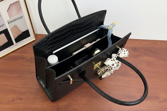 Scarfed Croc Combo Satchel Handbag