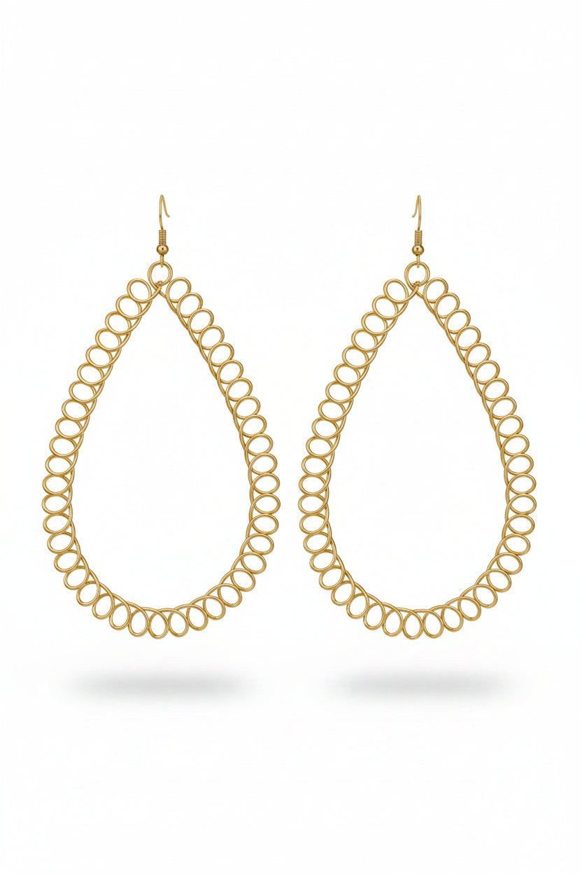 Gold-Tone Open Teardrop Statement Earrings