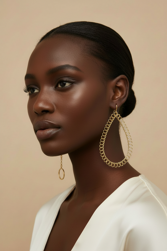 Gold-Tone Open Teardrop Statement Earrings