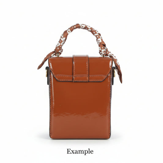 Scarf Handle Croc Satchel/Crossbody/Shoulder Bag-Taupe