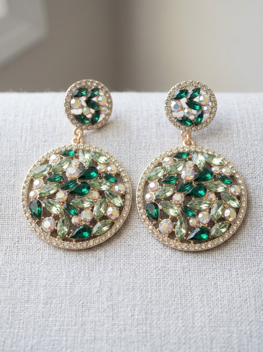 Emerald Elegance Mosaic Drop Earrings