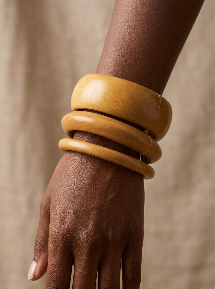 The Organic Wooden Bangle Trio