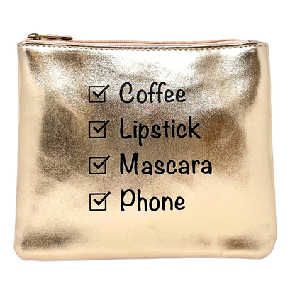 Coffee First Cosmetic Bag: Gold