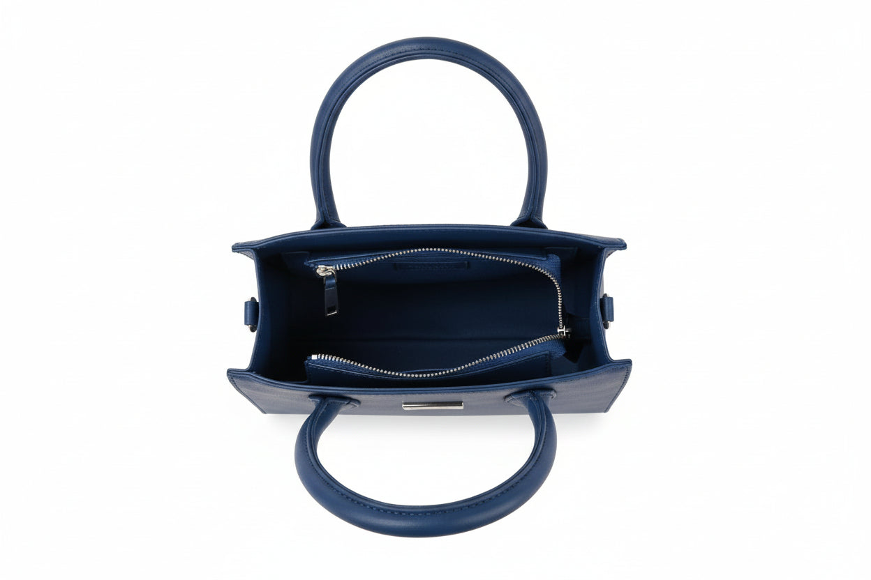 Dazzling Rhinestone Accented Hand Tote: Blue