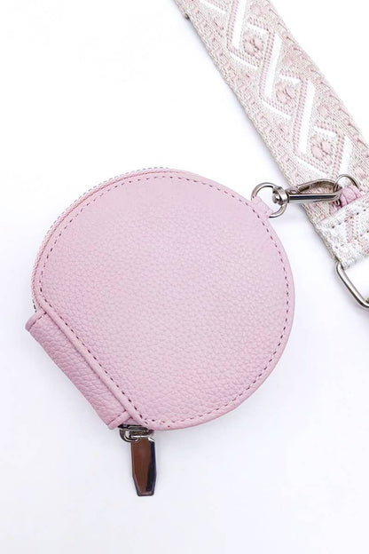 Vegan Leather Woven Weaved Crossbody Shoulder Bag: Blue