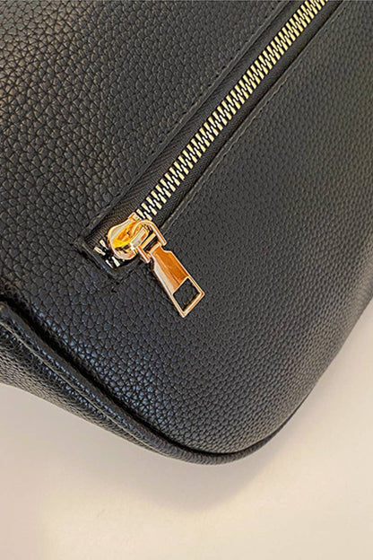 Vegan Leather Multi Pocket Crossbody Bag: Black