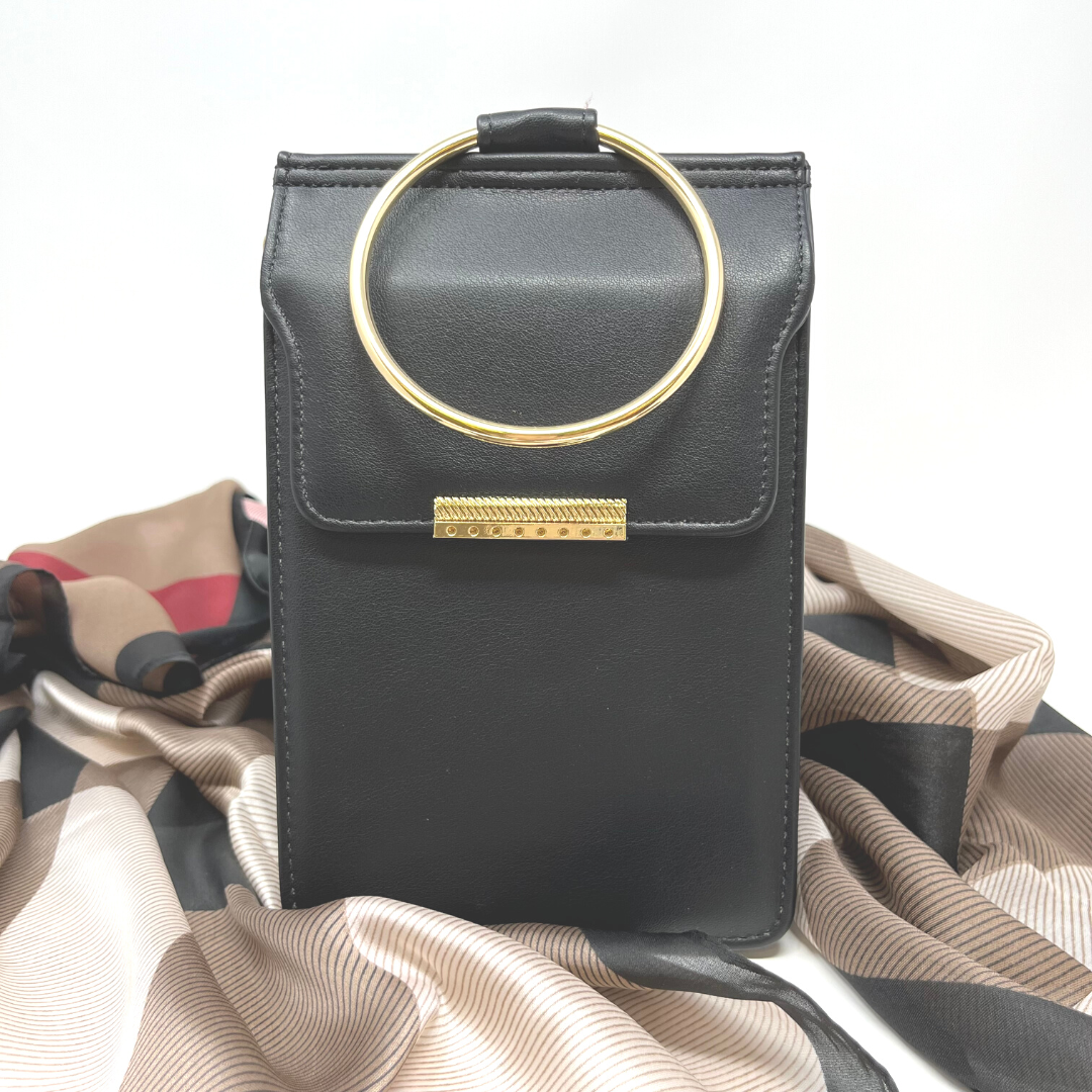 Phone Crossbody Bag Soft Leather: Black