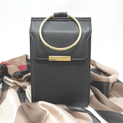 Phone Crossbody Bag Soft Leather: Black