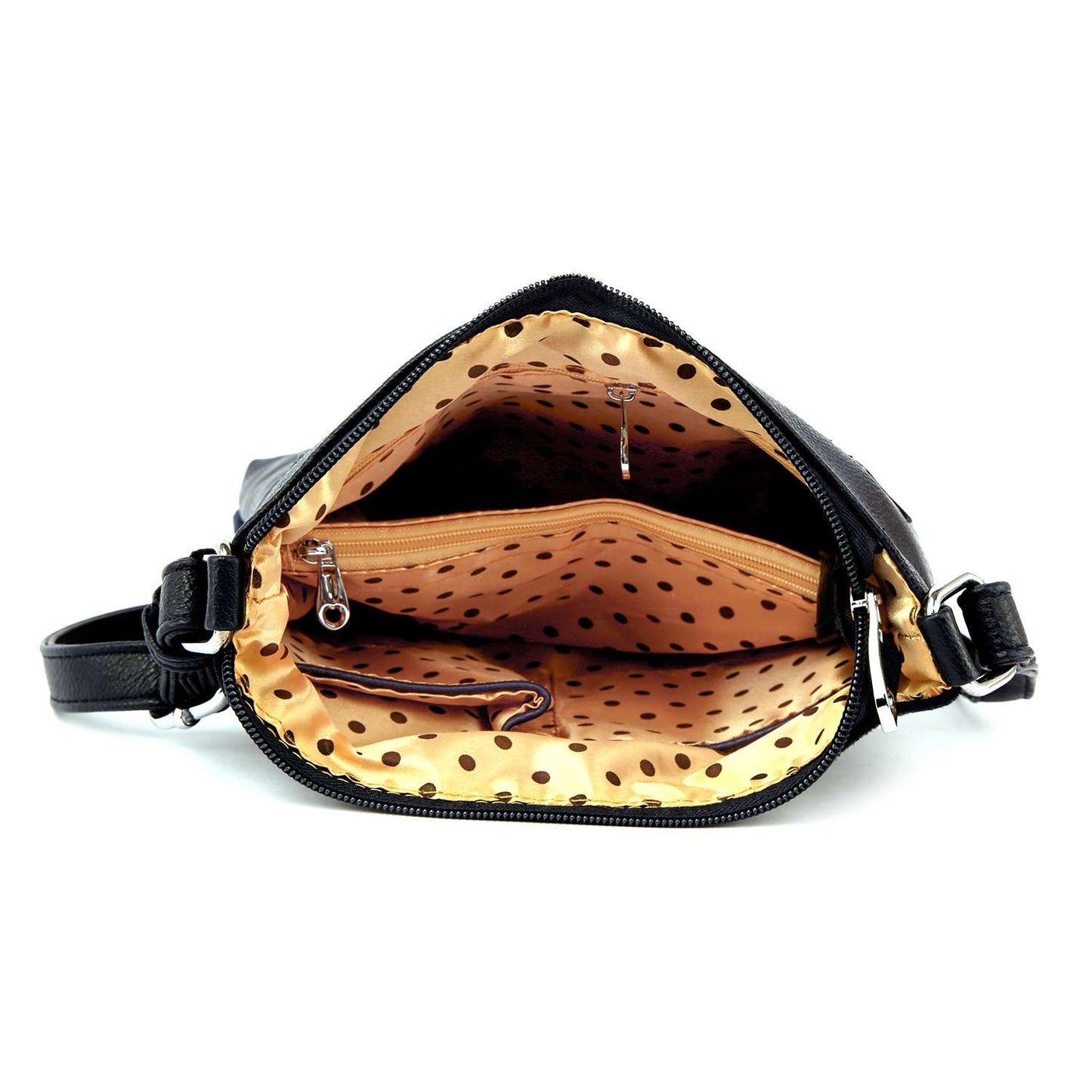 Stunning Rhinestone Design Crossbody Sling: Black