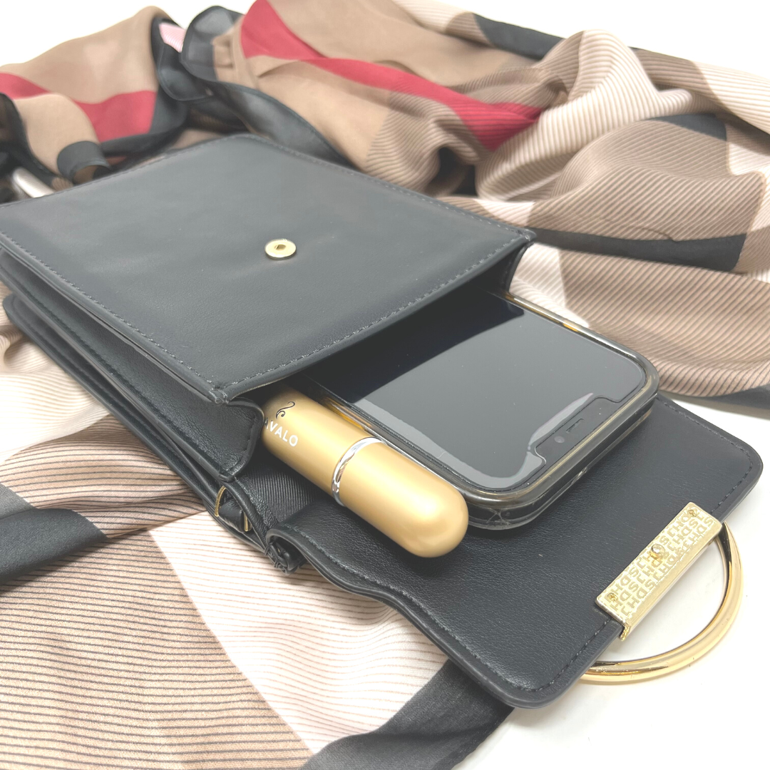 Phone Crossbody Bag Soft Leather: Black