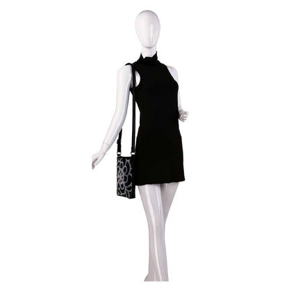 Stunning Rhinestone Design Crossbody Sling: Black
