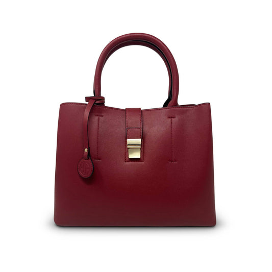Vegan Leather Classic Satchel Handbag: Red
