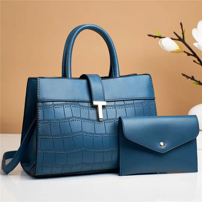 The 2-Piece Crocodile-Embossed Handbag / Satchel Set