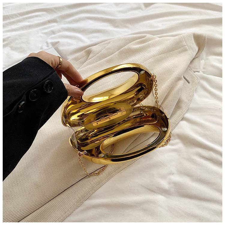 Luxury Acrylic Elegant Ladies Clutch: Light Gold