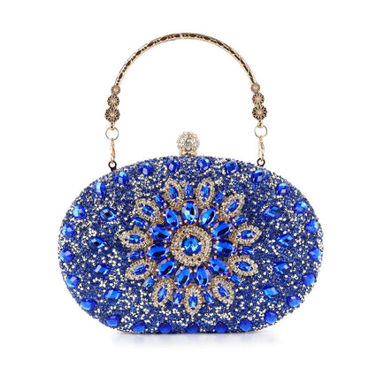 Rhinestones Highly Decorative Retro Evening Bag: Blue