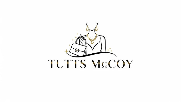 Tutts McCoy logo – brand for women’s gold jewelry and cross-body women handbag