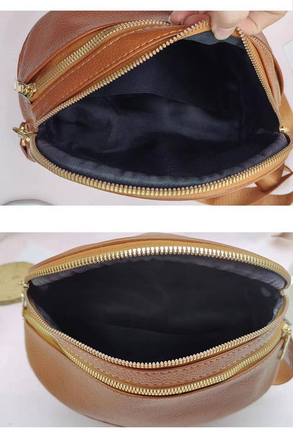 Vegan Leather Multi Pocket Crossbody Bag: Black