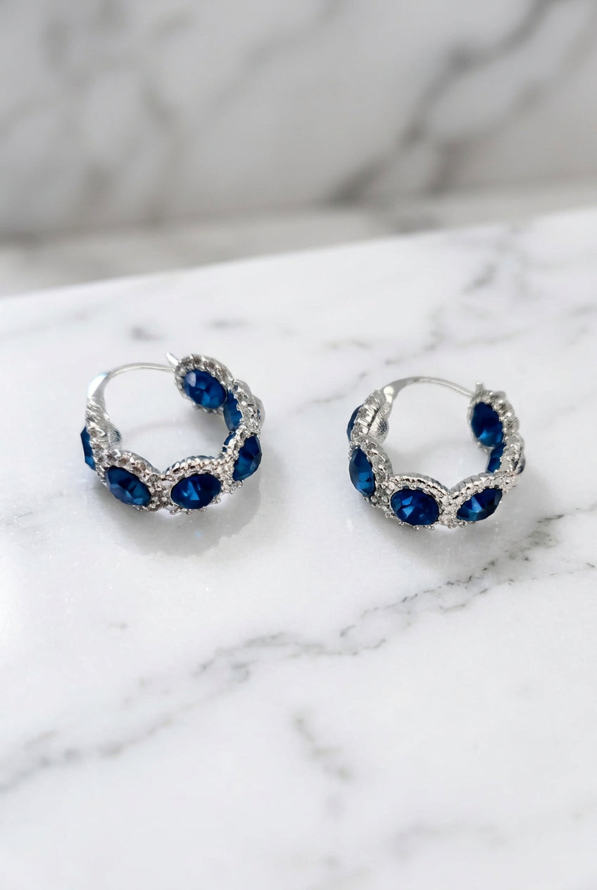 Sapphire & Pavé Halo Dream Huggie Hoops