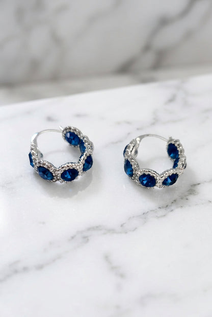 Sapphire & Pavé Halo Dream Huggie Hoops