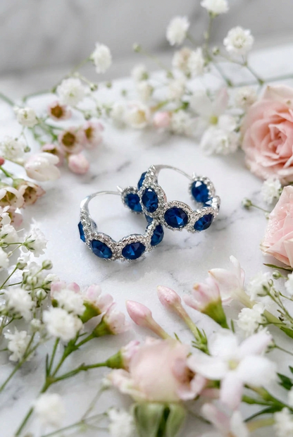 Sapphire & Pavé Halo Dream Huggie Hoops