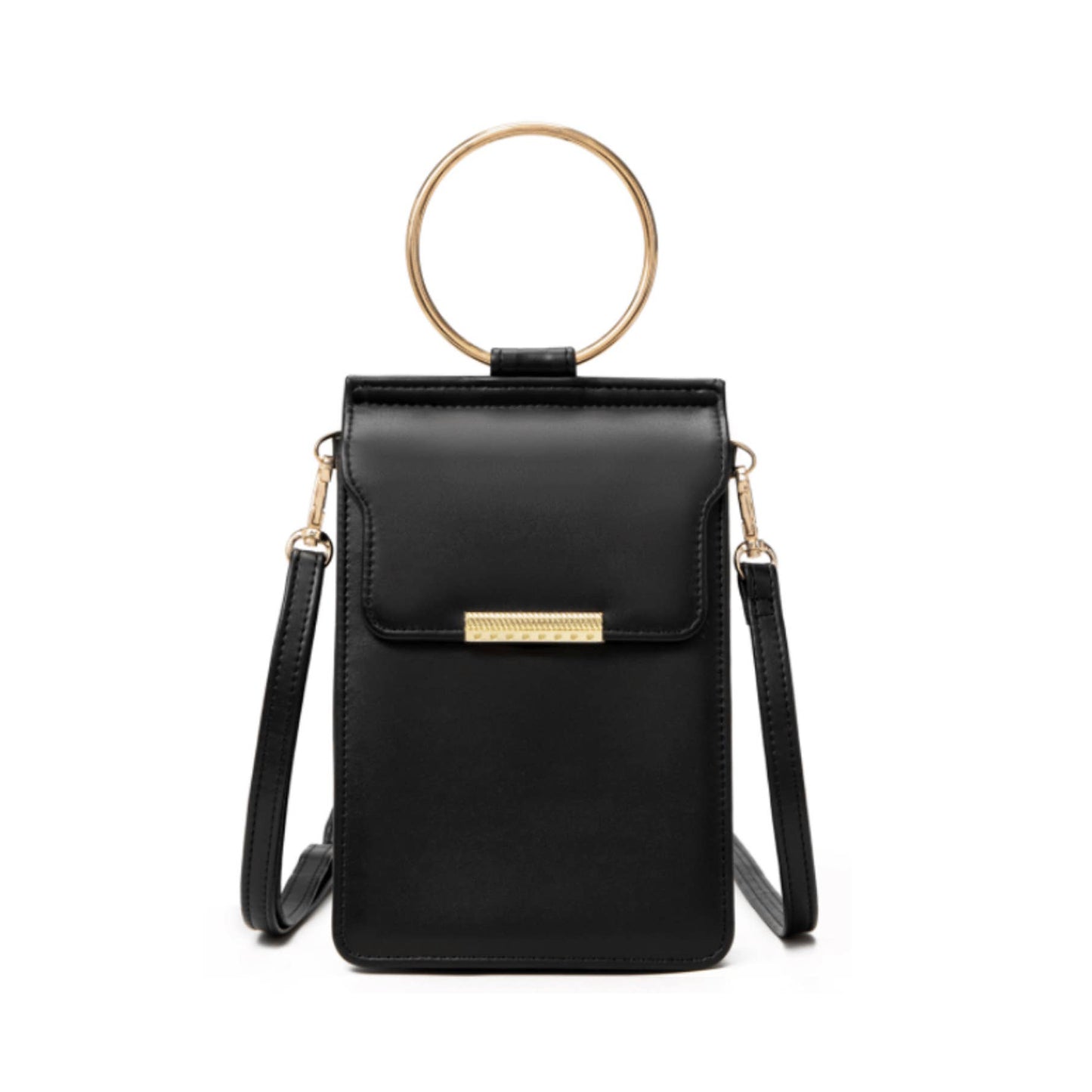 Phone Crossbody Bag Soft Leather: Black