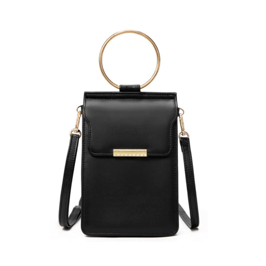 Phone Crossbody Bag Soft Leather: Black
