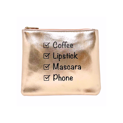 Coffee First Cosmetic Bag: Gold