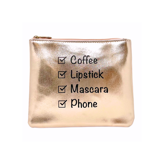 Coffee First Cosmetic Bag: Gold