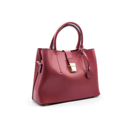 Vegan Leather Classic Satchel Handbag: Red