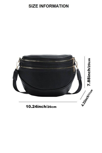 Vegan Leather Multi Pocket Crossbody Bag: Black