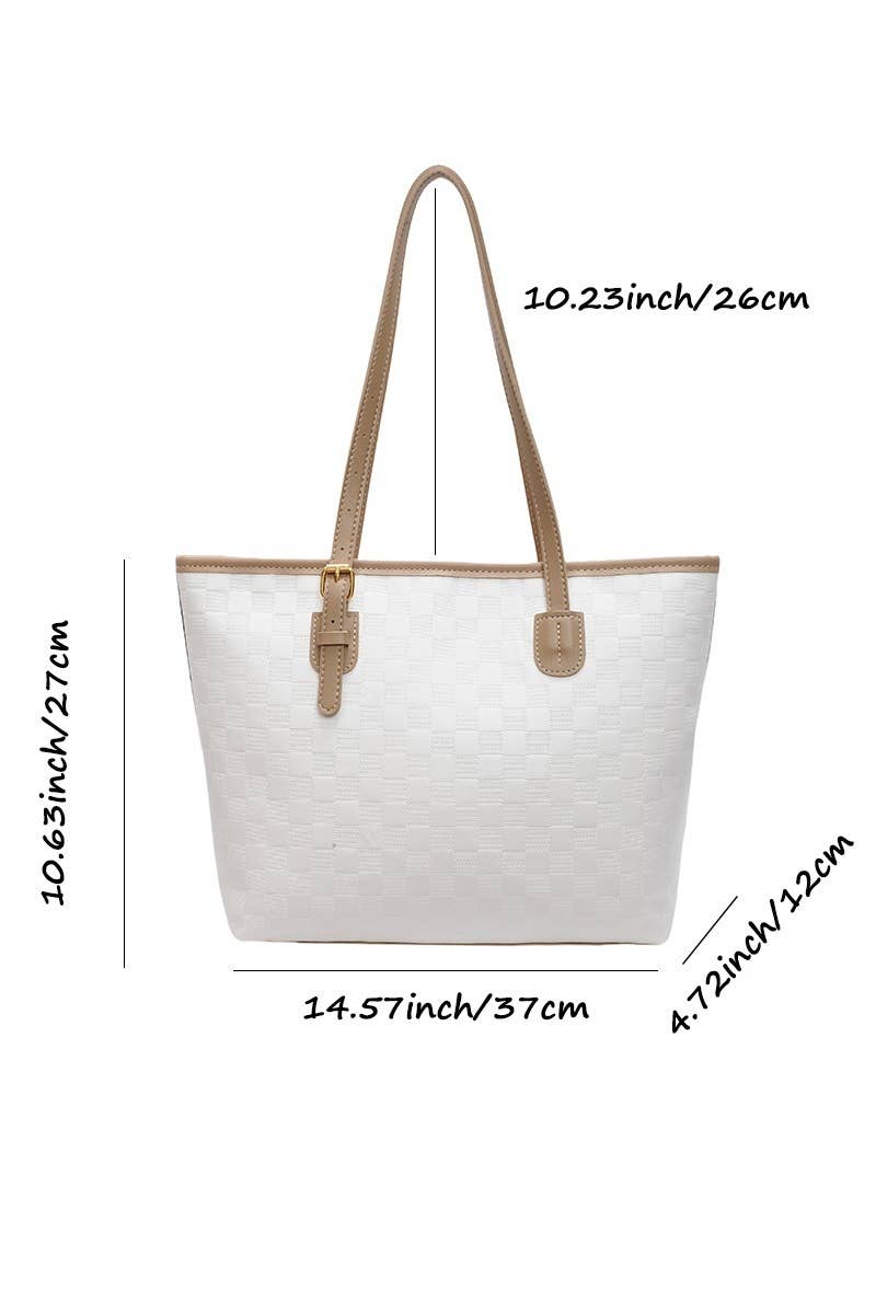 Vegan Leather Large Capacity Woven City Tote Bag: