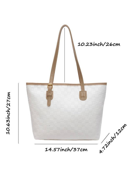 Vegan Leather Large Capacity Woven City Tote Bag: