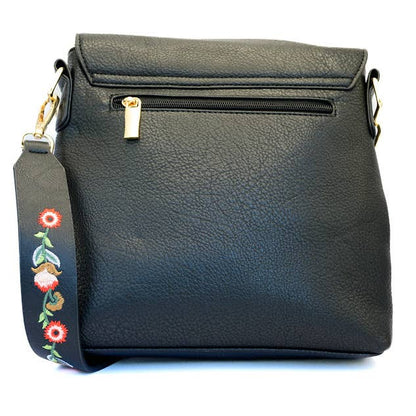 Shari Black Vegan Leather Crossbody Handbag