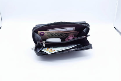 `Vegan Leather Woven Weaved Crossbody Shoulder Bag: Black