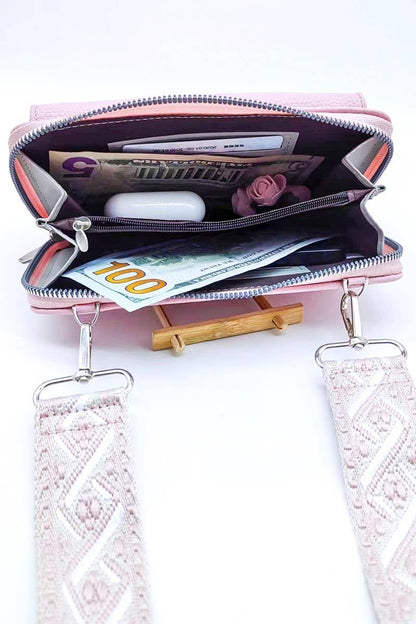 Vegan Leather Woven Weaved Crossbody Shoulder Bag: Blue