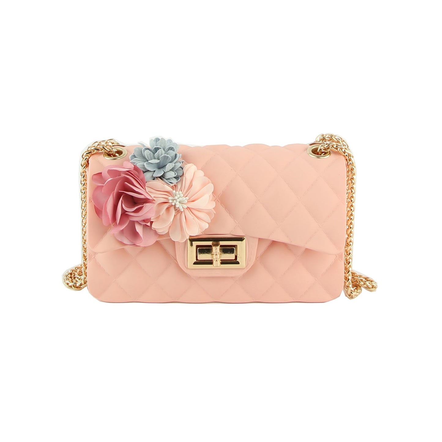 Floral Accented Petite Jelly Shoulder Bag - Pink