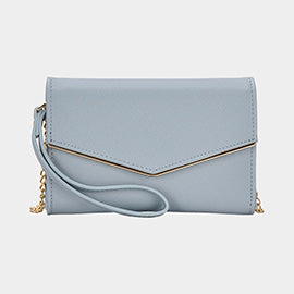 Envelope Wallet on Chain Wristlet Clutch / Crossbody Bag - Blue