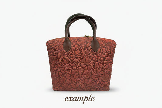Blossom Elegance Leather Floral Embossed Top Handle Tote / Shoulder Bag - Black