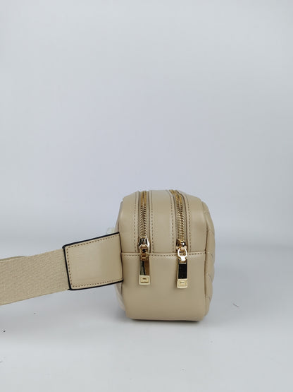 Chevron-pattern Martha Fannie Pack with gold zippers – elegant cross-body women handbags.